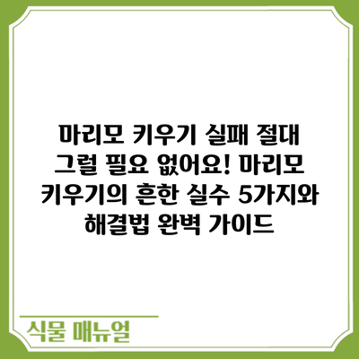 마리모 키우기 실패? 절대 그럴 필요 없어요! 마리모 키우기의 흔한 실수 5가지와 해결법 완벽 가이드
