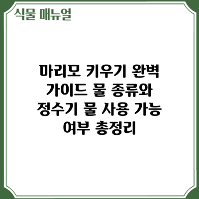 마리모 키우기 완벽 가이드: 물 종류와 정수기 물 사용 가능 여부 총정리