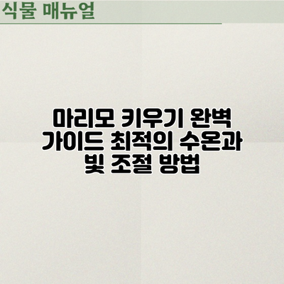 마리모 키우기 완벽 가이드: 최적의 수온과 빛 조절 방법