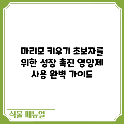 마리모 키우기: 초보자를 위한 성장 촉진 영양제 사용 완벽 가이드