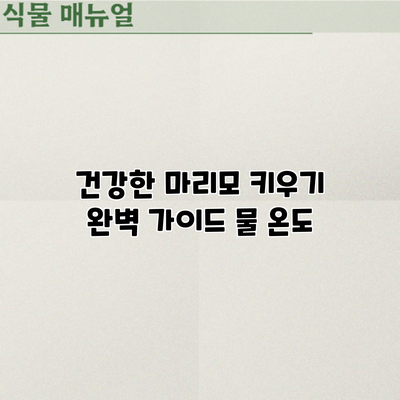 건강한 마리모 키우기 완벽 가이드: 물 온도