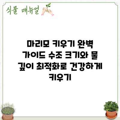 마리모 키우기 완벽 가이드: 수조 크기와 물 깊이 최적화로 건강하게 키우기