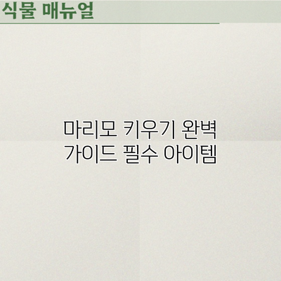 마리모 키우기 완벽 가이드: 필수 아이템