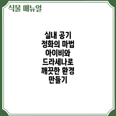실내 공기 정화의 마법: 아이비와 드라세나로 깨끗한 환경 만들기