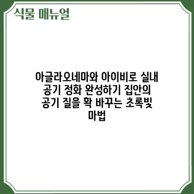 아글라오네마와 아이비로 실내 공기 정화 완성하기: 집안의 공기 질을 확 바꾸는 초록빛 마법