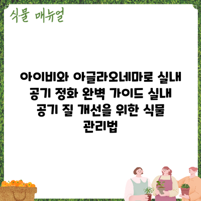 아이비와 아글라오네마로 실내 공기 정화 완벽 가이드: 실내 공기 질 개선을 위한 식물 관리법