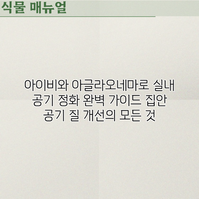 아이비와 아글라오네마로 실내 공기 정화 완벽 가이드: 집안 공기 질 개선의 모든 것