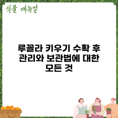 루꼴라 키우기: 수확 후 관리와 보관법에 대한 모든 것