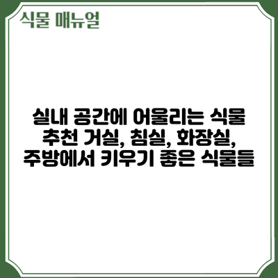 실내 공간에 어울리는 식물 추천: 거실, 침실, 화장실, 주방에서 키우기 좋은 식물들