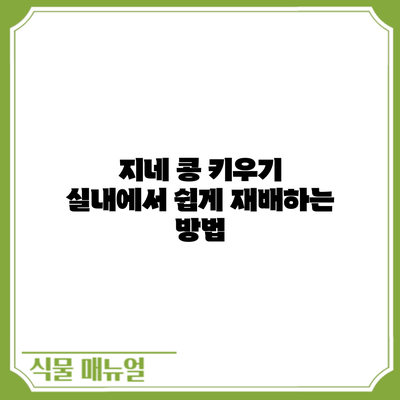 지네 콩 키우기: 실내에서 쉽게 재배하는 방법