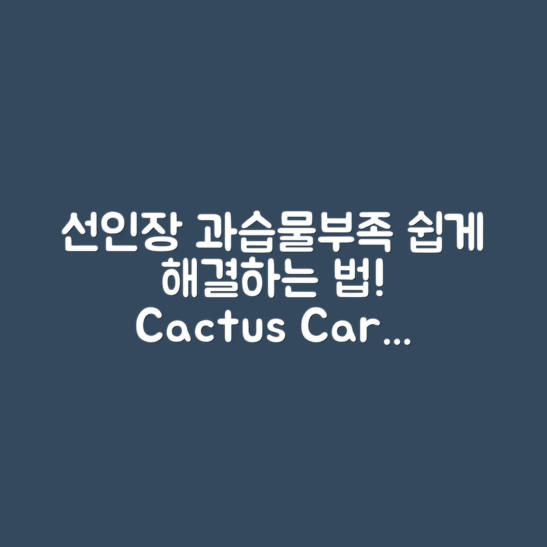 누구나 쉽게 해결하는 선인장 과습과 물 부족 관리법