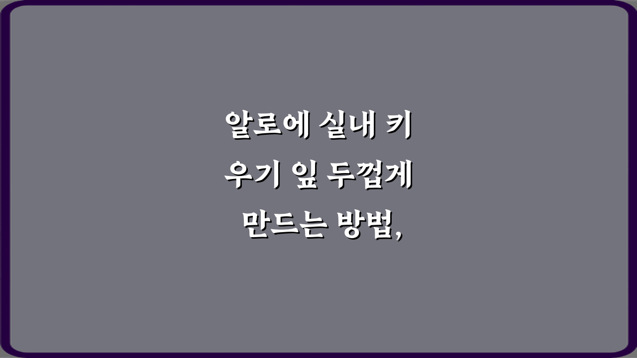 알로에 실내 키우기 잎 두껍게 만드는 방법, 5가지 비법!