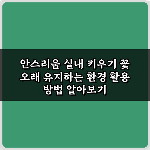 안스리움 실내 키우기 꽃 오래 유지하는 환경, 5가지 비법