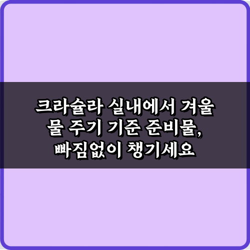 초보도 성공! 크라슐라 실내에서 겨울 물 주기 기준 3단계